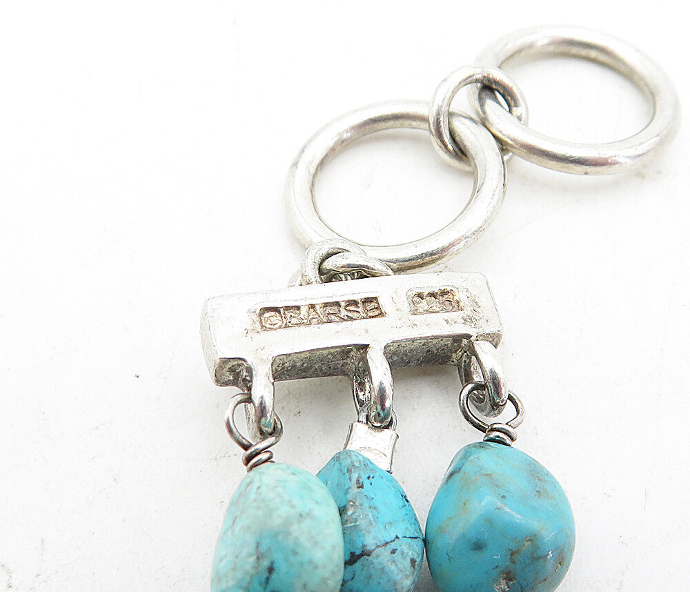 BARSE 925 Silver Vintage Turquoise & Cubic Zirconia Beaded Bracelet BT1968