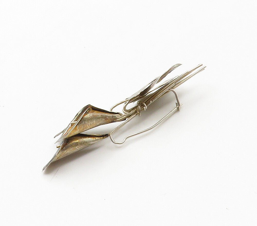 925 Sterling Silver  Vintage Dark Tone Petite Lily Flowers Brooch Pin  BP6014