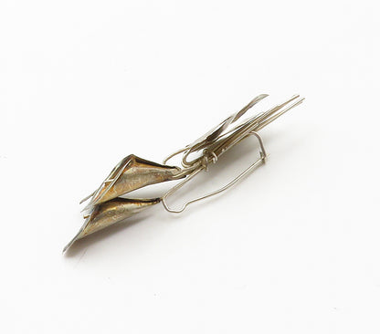 925 Sterling Silver  Vintage Dark Tone Petite Lily Flowers Brooch Pin  BP6014