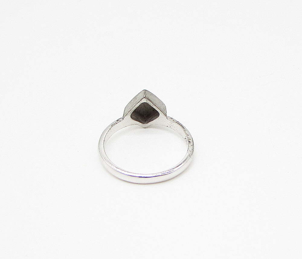 925 Sterling Silver  Vintage Slanted Square Band Ring Sz 8  RG2998