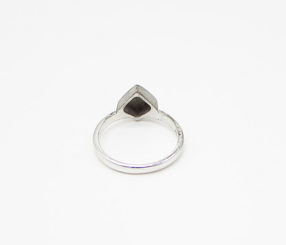 925 Sterling Silver  Vintage Slanted Square Band Ring Sz 8  RG2998