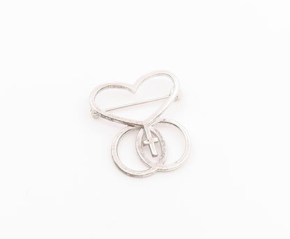 DIEGES & CLUST 925 Silver  Vintage Heart Circles & Cross Brooch Pin  BP9976
