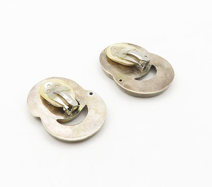 MEXICO 925 Sterling Silver  Vintage Modernist Non Pierce Drop Earrings  EG8058