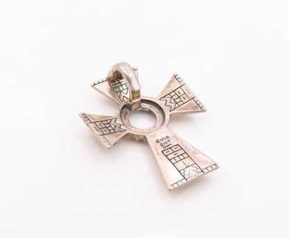 CAROLYN POLLACK 925 Silver  Vintage Etched Detail Cross Motif Pendant  PT20127