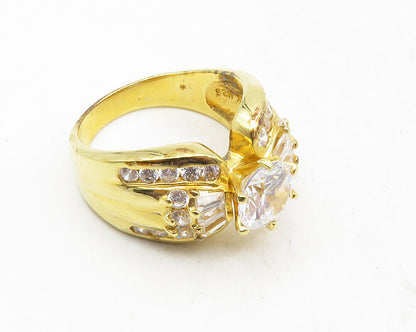 925 Sterling Silver  Cubic Zirconia Shiny Gold Plated Band Ring Sz 10  RG9807