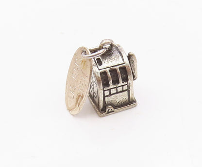 925 Sterling Silver  Vintage Petite Slot Machine Las Vegas Pendant  PT17973