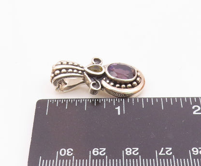 925 Sterling Silver  Vintage Amethyst & Citrine Bubble Bail Pendant  PT15939