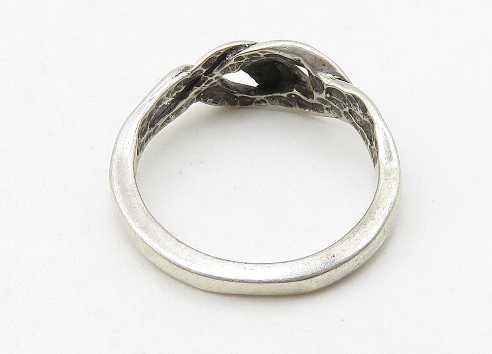 925 Sterling Silver  Vintage Diamond Cut Detail Shiny Band Ring Sz 5  RG10425