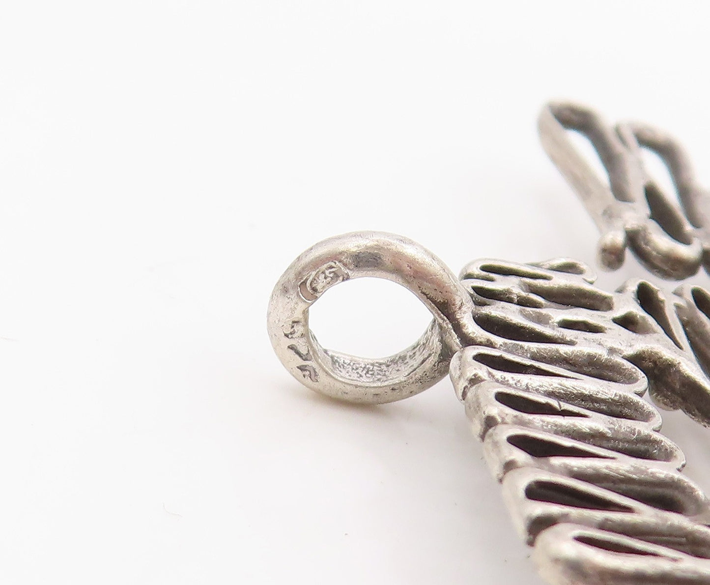 925 Sterling Silver Vintage Pendant POLAND Modernist Woven Wire Chai  PT25306