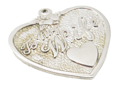 925 Sterling Silver  Vintage To My Wife Floral Love Heart Pendant  PT9271