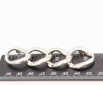 925 Sterling Silver Vintage Brooch Pin Cutout Linked Four Solid Rings  BP10555
