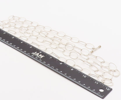 925 Sterling Silver Vintage Necklace ESPO SIG Cutout Carved Linked Rings  NE4321