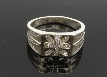 925 Sterling Silver  Vintage Cubic Zirconia Square Band Ring Sz 11.5  RG19975