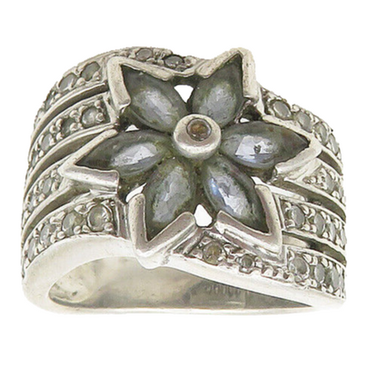 ROSS SIMON 925 Silver  Vintage Topaz Flower Motif Band Ring Sz 7  RG18576