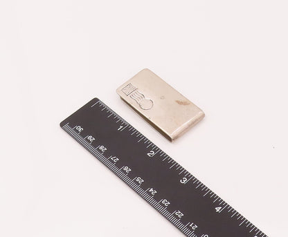 MEXICO 925 Sterling Silver  Vintage Rectangular Carved Ball & Bee Clip  TR3486