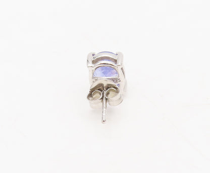 925 Sterling Silver  Vintage Minimalist Oval Tanzanite Stud Earrings  EG12711