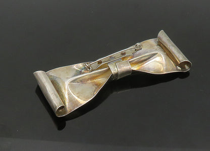 MEXICO 925 Sterling Silver  Vintage Shiny Bow Tied Ribbon Brooch Pin  BP8490