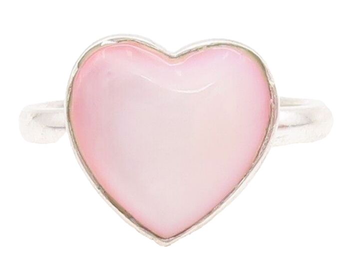 925 Sterling Silver Vintage Ring Minimalist Heart Inlay Gemstone  Sz 9  RG28633