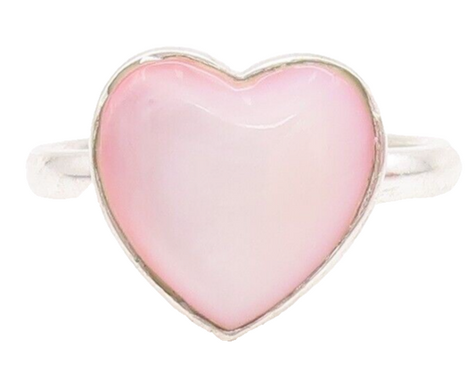 925 Sterling Silver Vintage Ring Minimalist Heart Inlay Gemstone  Sz 9  RG28633