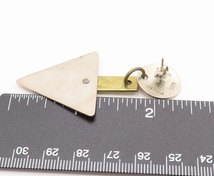 MEXICO 925 Silver  Vintage Two Tone Triangle Arrow Dangle Earrings  EG12397