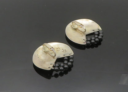 TULLA BOOTH 925 Silver  Vintage Black Onyx Beaded Non Pierce Earrings  EG10039