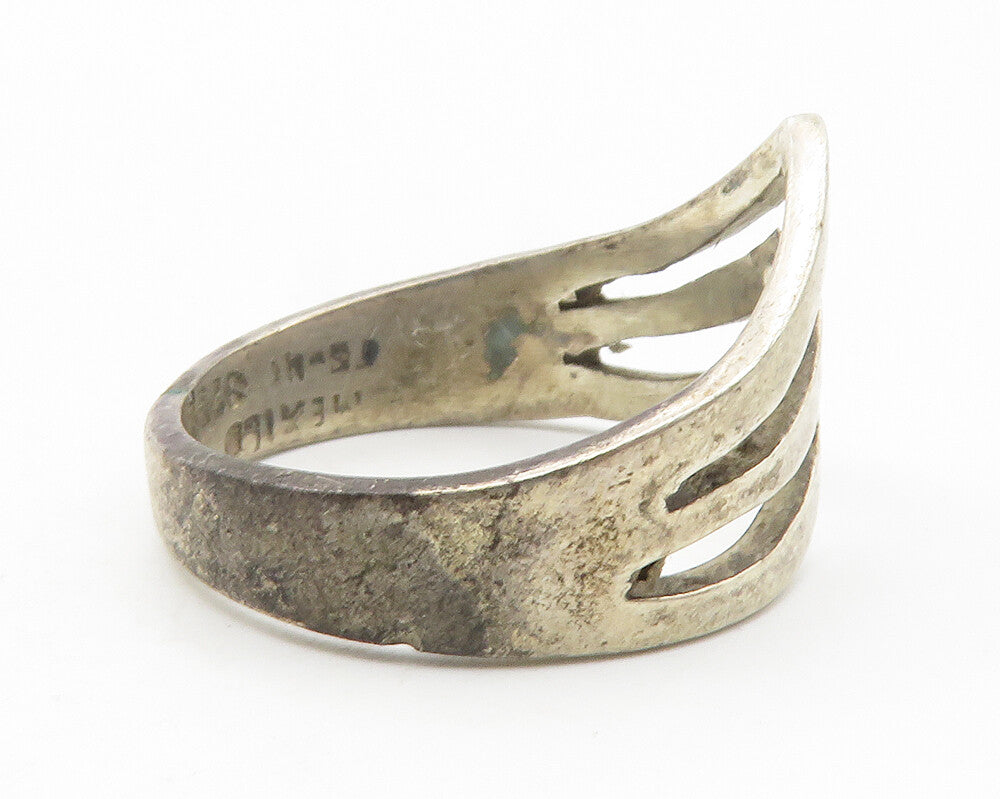 925 Sterling Silver  Vintage Split Pointed Design Band Ring Sz 8  RG11683