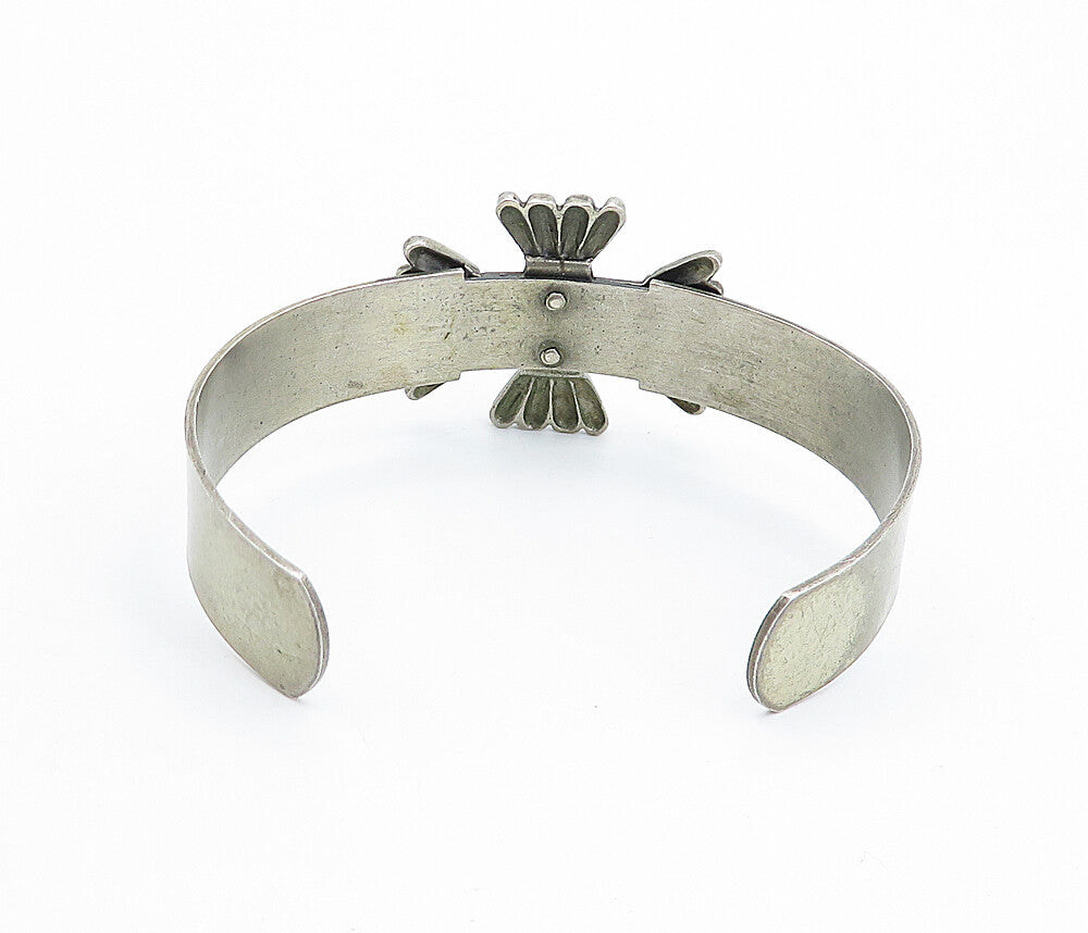 WELLS 925 Sterling Silver  Vintage Fluted Detail Smooth Cuff Bracelet  BT1830