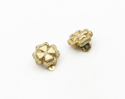 925 Silver Vintage Topaz Four Leaf Clover Matte Non Pierce Earrings EG9671