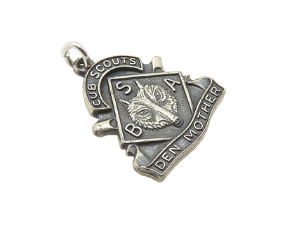 925 Sterling Silver  Vintage Oxidized Boy Scouts Of America Pendant  PT8174