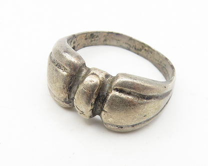925 Sterling Silver  Vintage Dark Tone Bow Tie Design Band Ring Sz 8  RG10709