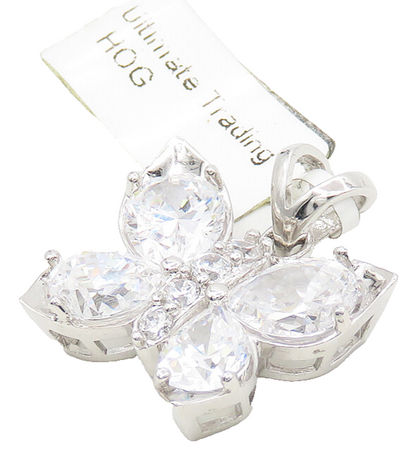 925 Sterling Silver  Sparkling Cubic Zirconia Butterfly Motif Pendant  PT13884