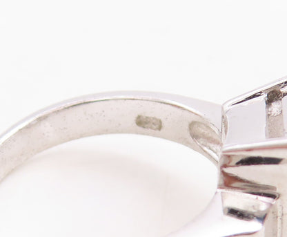 925 Sterling Silver Vintage Ring Minimalist Rectangle Cut CZ  Sz 8  RG31233