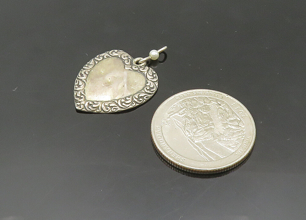 925 Sterling Silver  Vintage Petite Pearl Bordered Love Heart Pendant  PT16469