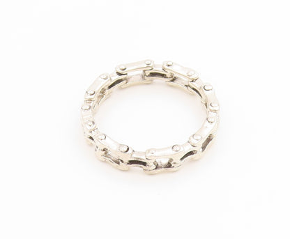 925 Sterling Silver Vintage Ring Modernist Bicycle Chain Band  Sz 14.5  RG36036