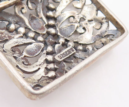 925 Sterling Silver Vintage Pendant Intricate Scrollwork Geometric Charm PT26276