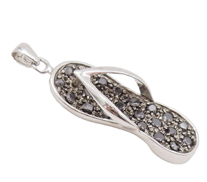 925 Sterling Silver Vintage Pendant Beaded & Onyx Inlay Cutout Sliders  PT22744