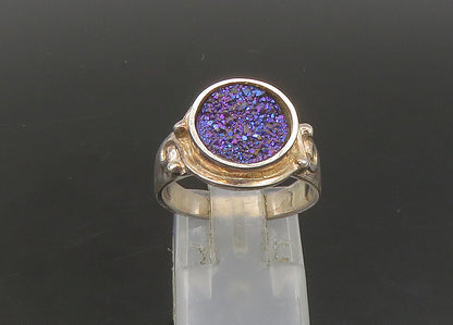SAJEN 925 Silver  Vintage Purple Druzy Stone Cocktail Ring Sz 7  RG23322