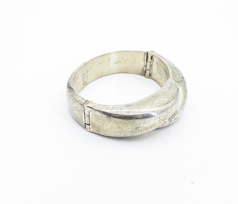 MEXICO 925 Sterling Silver  Vintage Hollow Fluted Dome Bangle Bracelet  BT1526