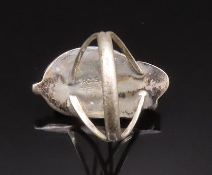 NAVAJO 925 Silver  Vintage Green Abalone Leaf Wrapped Ring Sz 7  RG25101