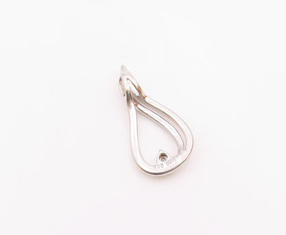 925 Sterling Silver  Vintage Genuine Diamonds Open Tear Drop Pendant  PT17913