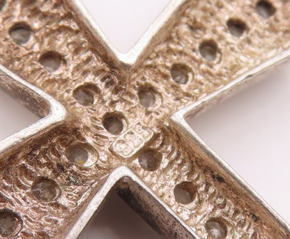 925 Sterling Silver  Vintage Cubic Zirconia Religious Cross Pendant  PT16746