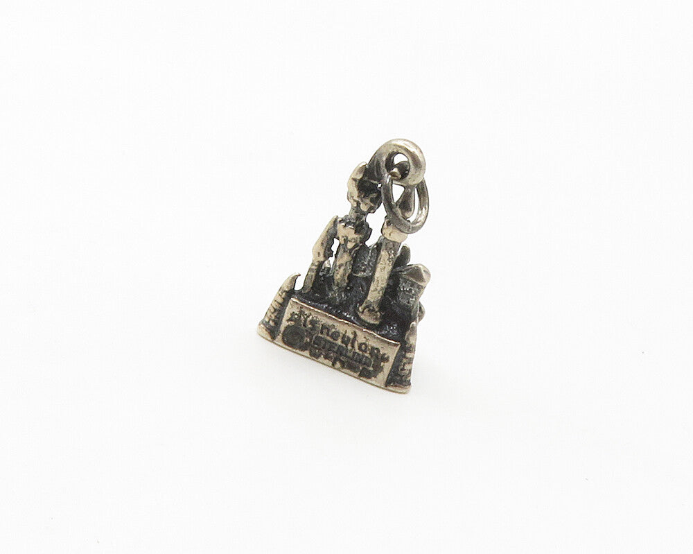 925 Sterling Silver  Vintage Petite Oxidized Disneyland Castle Pendant PT13496