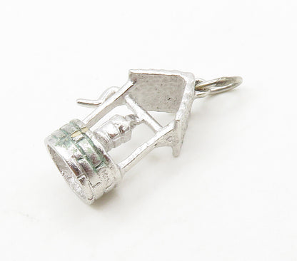 925 Sterling Silver  Vintage Shiny Petite Water Well Motif Pendant  PT13249