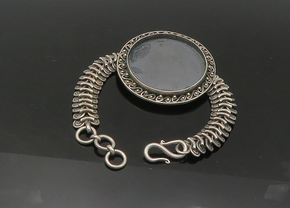 BALI 925 Sterling Silver  Vintage Oxidized Swirl Detail Chain Bracelet  BT8800