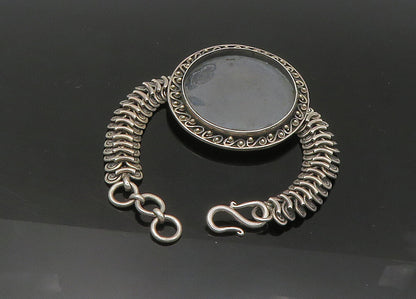 BALI 925 Sterling Silver  Vintage Oxidized Swirl Detail Chain Bracelet  BT8800
