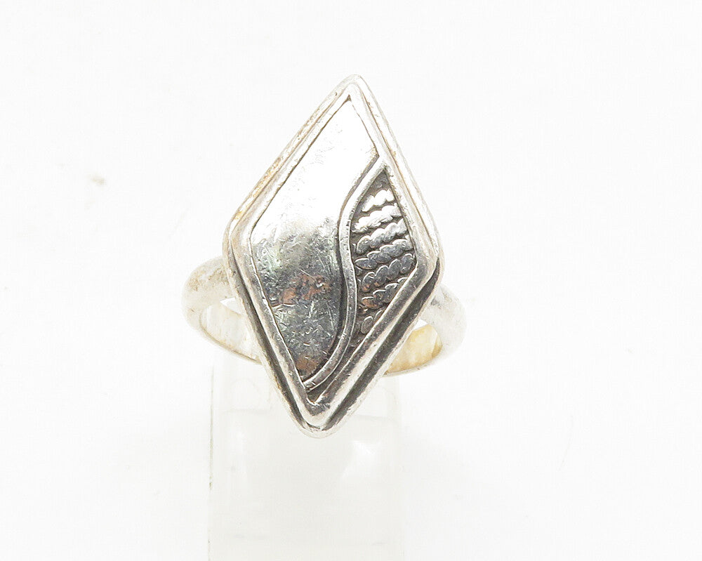 BALI 925 Sterling Silver  Vintage Diamond Shaped Cocktail Ring Sz 7.5  RG9555