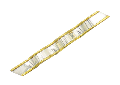 MEXICO 925 Sterling Silver  Vintage Shiny Two Tone Ribbon Brooch Pin  BP6907