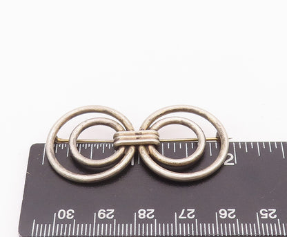 925 Sterling Silver Vintage Brooch Pin Brutalist Symmetric Circles  BP10760