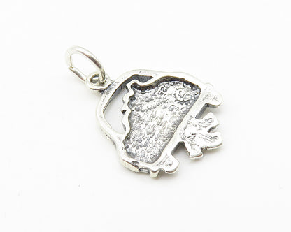 925 Sterling Silver  Vintage Shiny Etched Just Married Couple Pendant  PT8192