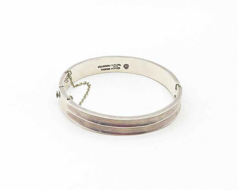 ALFRED VILLASANA MEXICO 925 Sterling Silver Vintage Hinge Bangle Bracelet BT6687